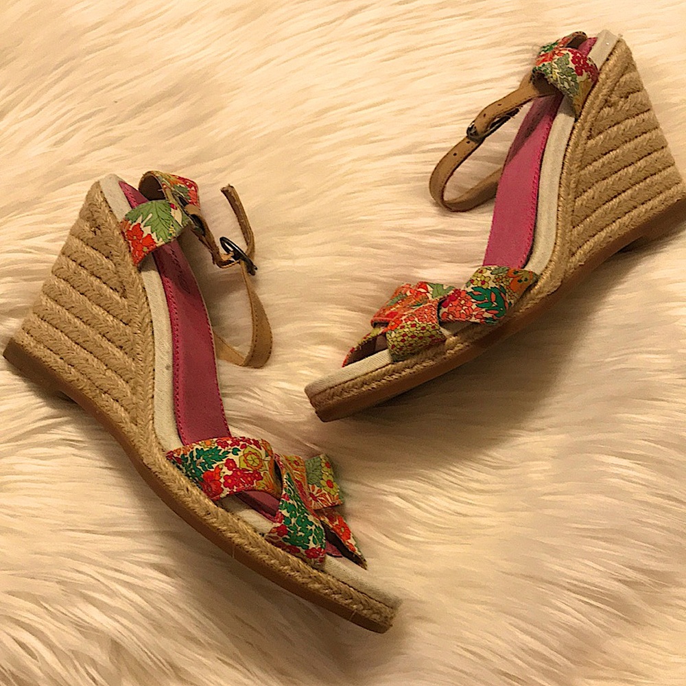 Sperry Floral Print Espadrille Wedges